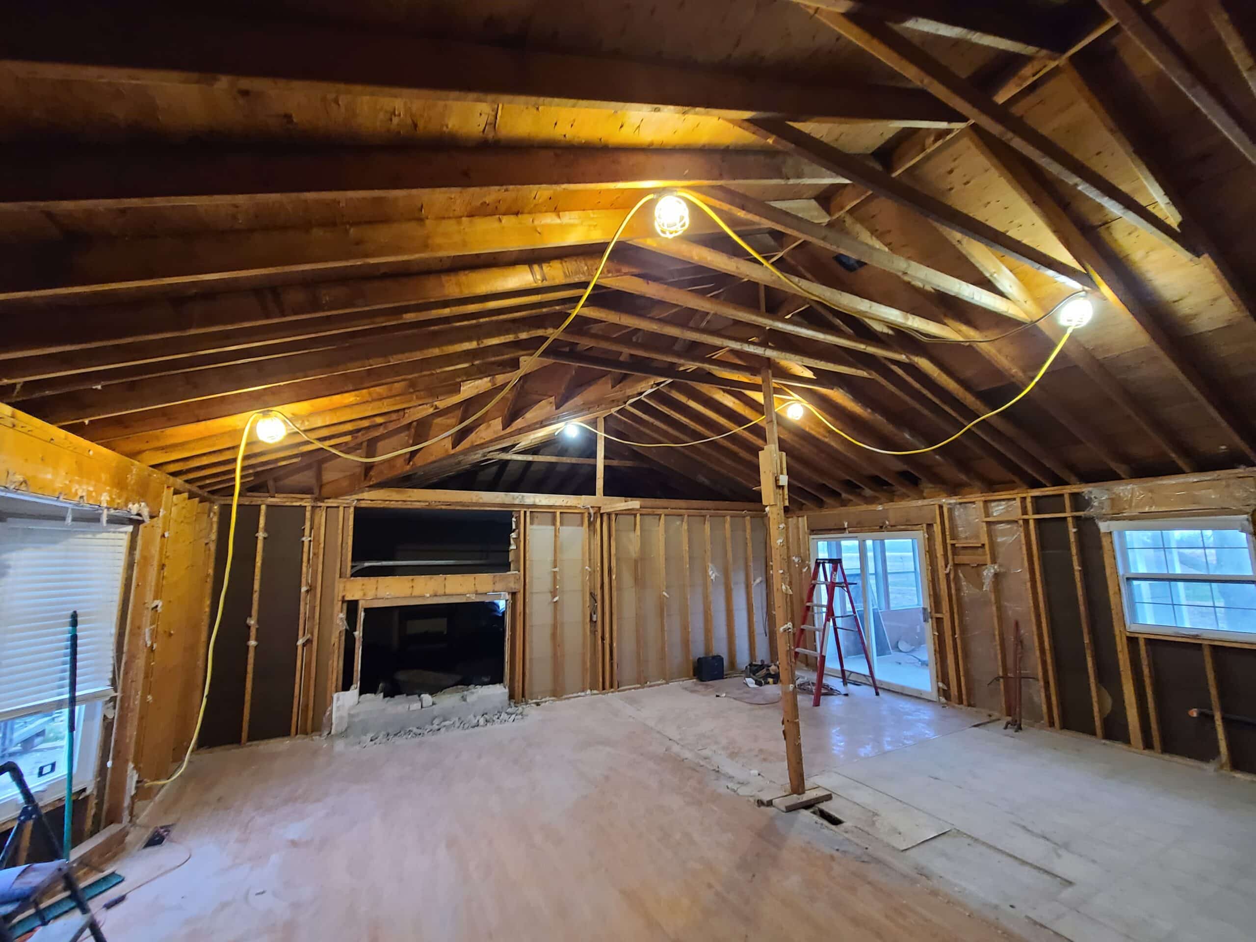Vaulted Ceiling Framing exposed